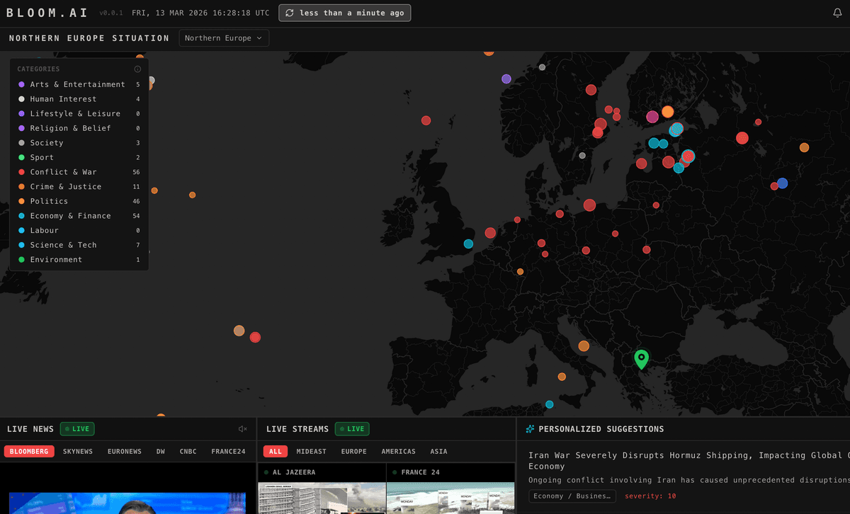 Global live coverage map